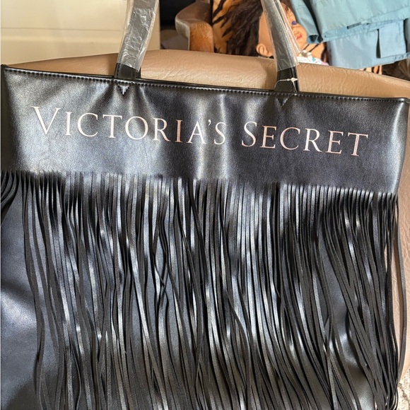Victoria's Secret Handbags - Victoria's Secret Black Tote with Fringe
